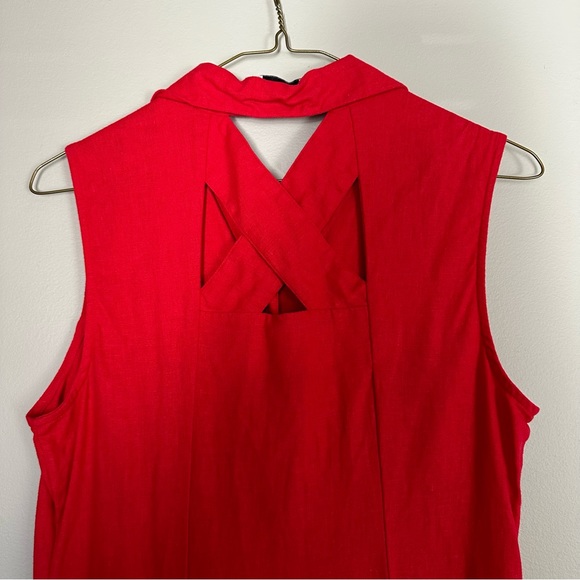 Linen Red Summer Maxi Dress Size S White Stag - Picture 3 of 6